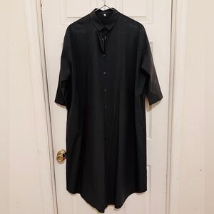 Muji “One Size” Shirt Dress - 100% Cotton, Pockets, Dark Grey